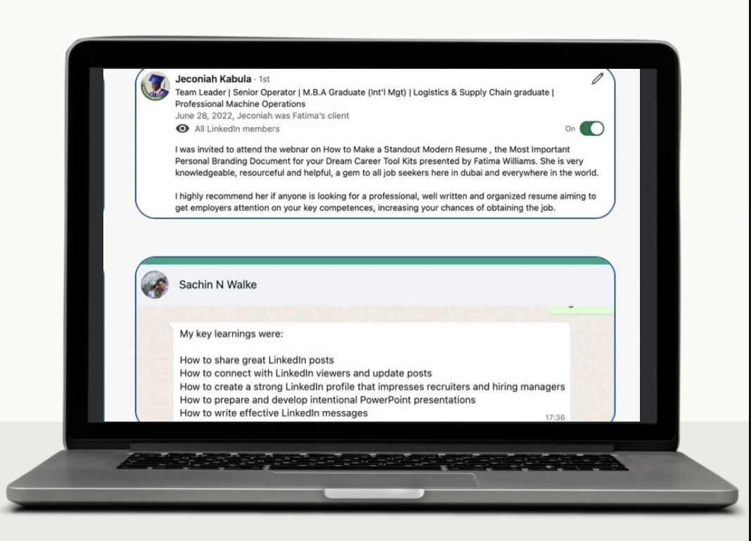 LinkedIn + WhatsApp messages — Jeconiah & Sachin